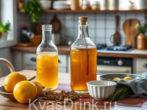 kvass on the kitchen tableфото